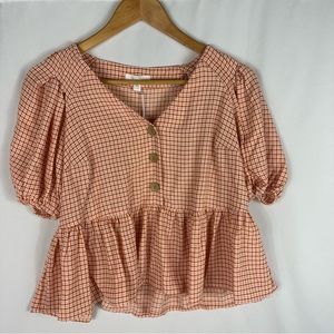 BUTTON DOWN DETAILED PEPLUM BLOUSE